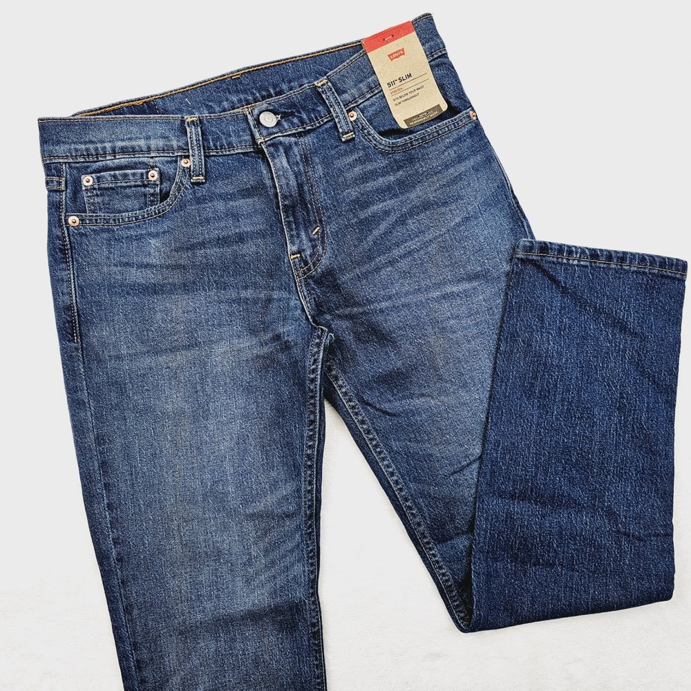 NEW Levis 511 Slim Jeans Mens 30W 29L‎ Blue Medium Wash Denim